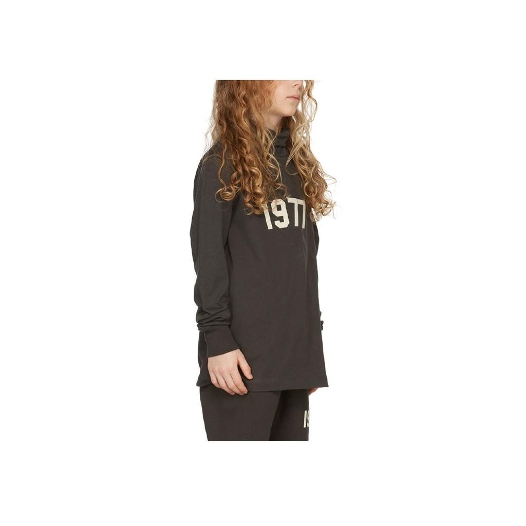 Fear of God Essentials SS22 Iron 1977 Series Digital Print Mock Neck Long Sleeve T-Shirt Kids Tops Black-Iron FOG-SS22-255