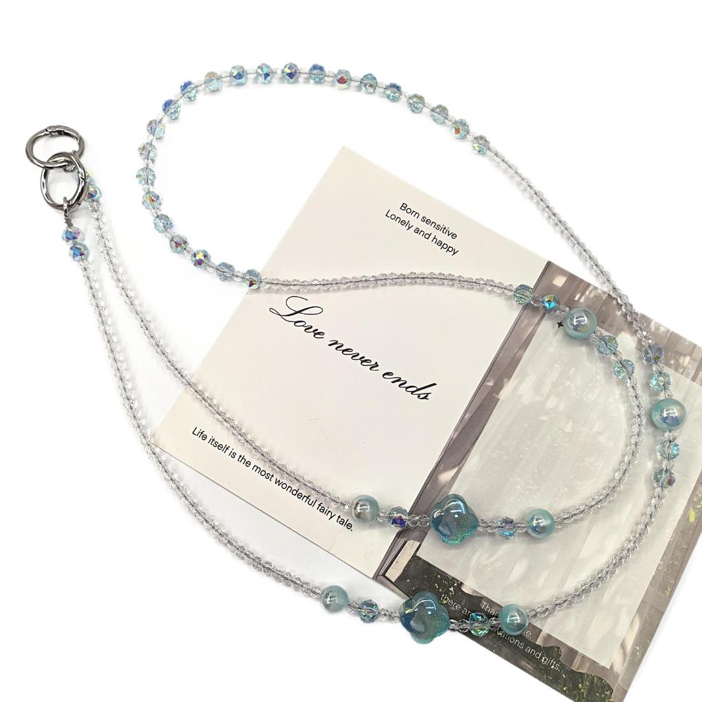 Korean Cat Eye Crystal Beaded Phone Chain & Crossbody Lanyard