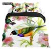 Hummingbirds Bedspread Cover Kit Tropical Flowers Nature Blooms Bed Cover Kit Tropical Birds Theme Queen Dimension Size 2/3 Pcs Comforter Cover