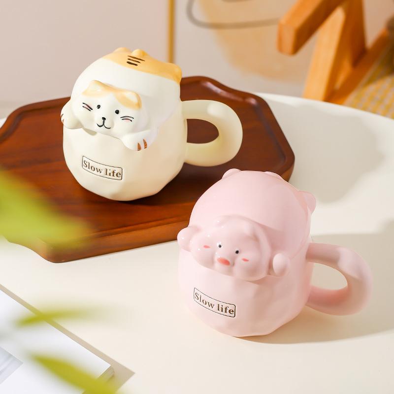 Creative Three Dimensional Cute Cartoon Ceramic Mug Girl Gift Cup Coffee Cup Water Cup Children Drinking Water Cup