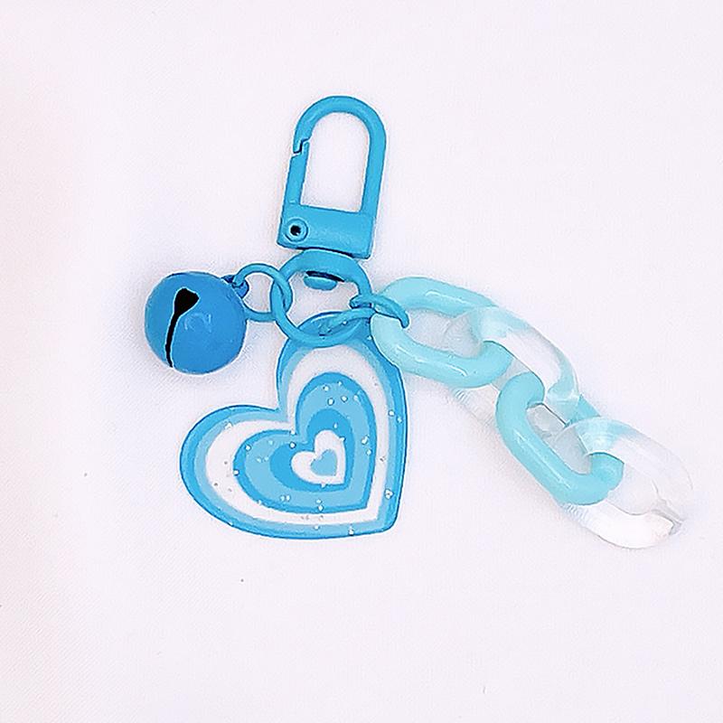 1PC Car Keychain Small Fresh Pendant Bag Hanging Jewelry Colourful Bell Creative Love Chain Keychain Double Layer