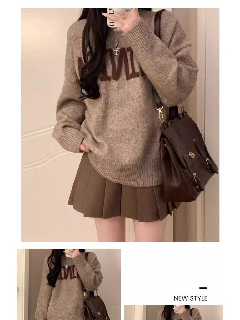 Meillard Women's High Waist Wool Blend Midi Skirt: Spring, Autumn, Winter A-Line, Slimming, Petite, Anti-Exposure, Pleated.