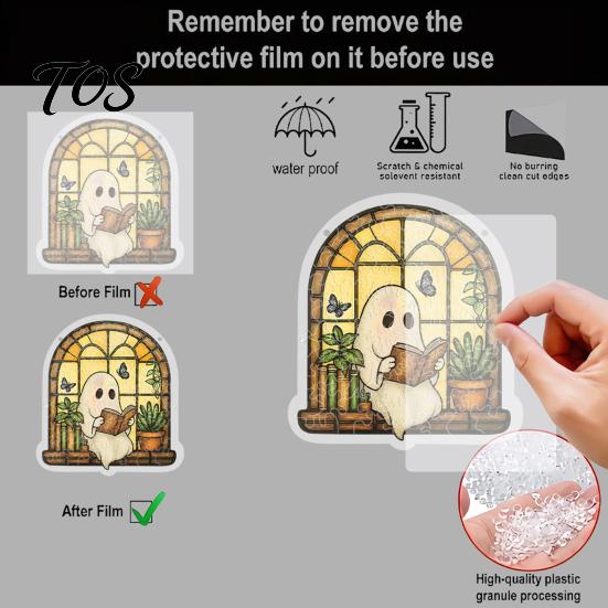 Indoor Outdoor Holiday Decoration Halloween Ghost Acrylic Puzzle Suncatcher, Colorful Window Hanging Ornament, Stained Cute Gift for Friends