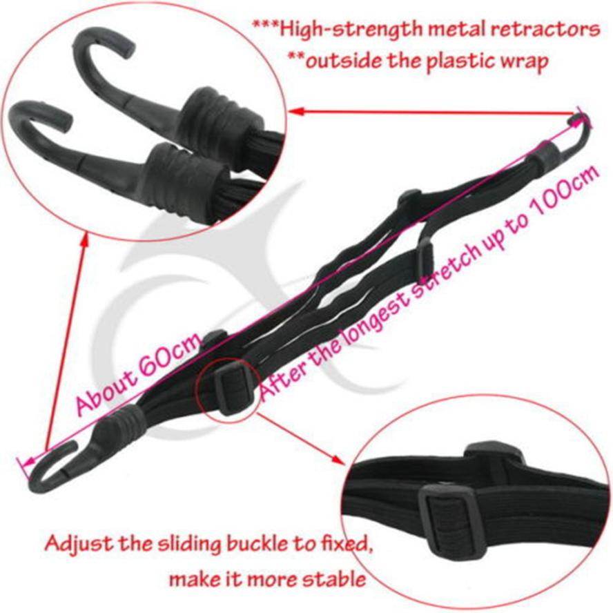 2 Hooks Motorcycles Strength Retractable Helmet Luggage Elastic Rope Strap