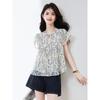 French-style Short-sleeve Chiffon Shirt for Women Summer All-match Seasonal New Style Commuting Floral Short-sleeved Top