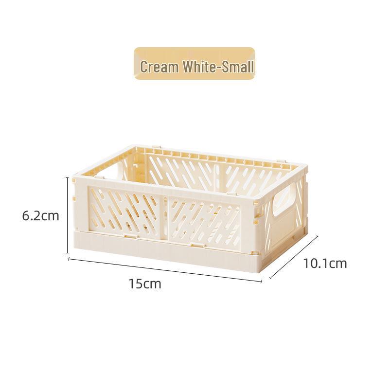 Foldable Plastic Storage Basket - Creative, Stackable Bin for Desktop, Living Room, or Refrigerator Organization