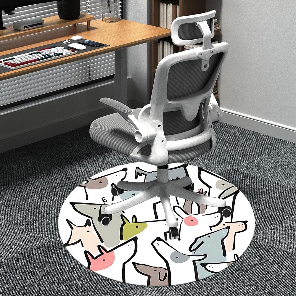 

1pc Puppy Party Office Round Area Rug, Indoor Mat Suitable ForOffice, Under Office Chairs Bedroom Living Room Home Decor, Room Deco 110 80cm by 80cm
