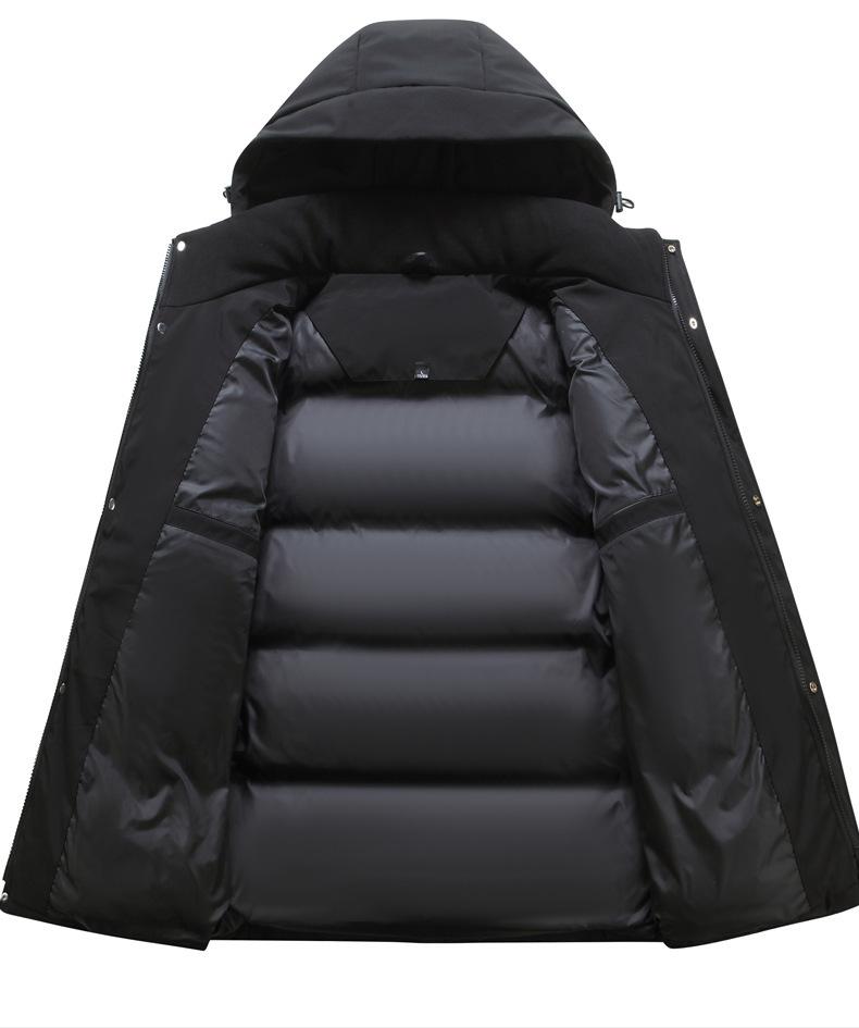 Herren Übergangs Winter Weiß Enten Daunenjacke - Dick, Warm, Trendy Kapuzen Student Mantel