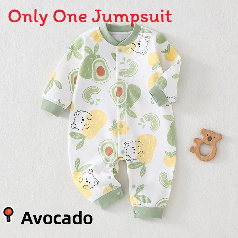 Baby Cotton Long Sleeve Romper With Snap Closure For Newborn Infants