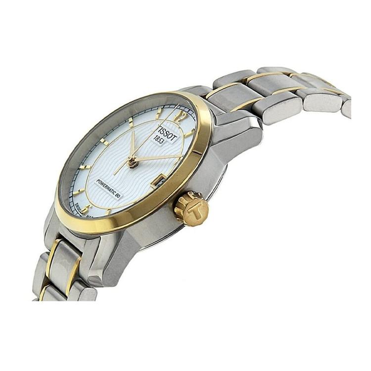 Tissot Otomatik Mekanik Mekanizma Su Geçirmez Kadın Saati 32mm Beyaz Kadran Titanyum Saat Kasası T087.207.55.117.00