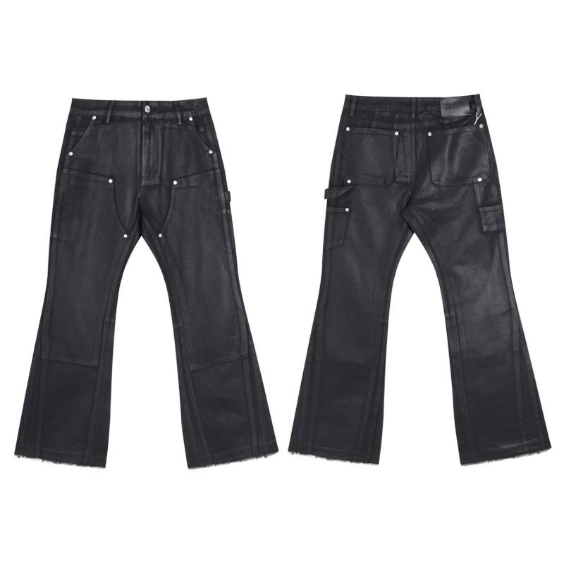 Mens High Street Graffiti Jeans Vintage Washed Slightly Flared Long Pants