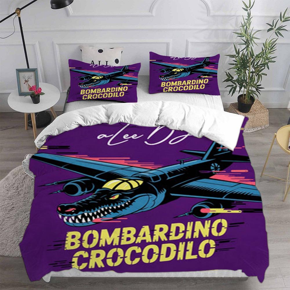 Ai Italienischer Hirnfraß Tung Tung Sahur Bettwäschesets Bettüberwurf Steppdecke Bettbezug Kissenbezug 2-3-teilige Sets Schlafzimmerdeko