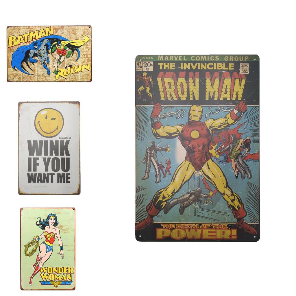Classic Creative Cartoon Superhero Tin Sign For Bar Pub Home Wall Decor Retro Metal Poster