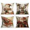 Vintage Festival Christmas Pillowcase Printed Polyester 45x45cm Throw Pillowcover Decorative Sofa Cushion Pillowslip Home Decor