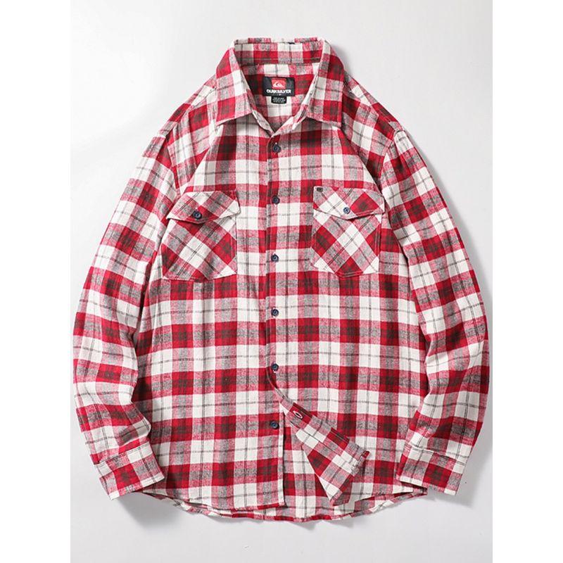 Retro Casual Brushed Long Sleeve Export Plaid Shirt