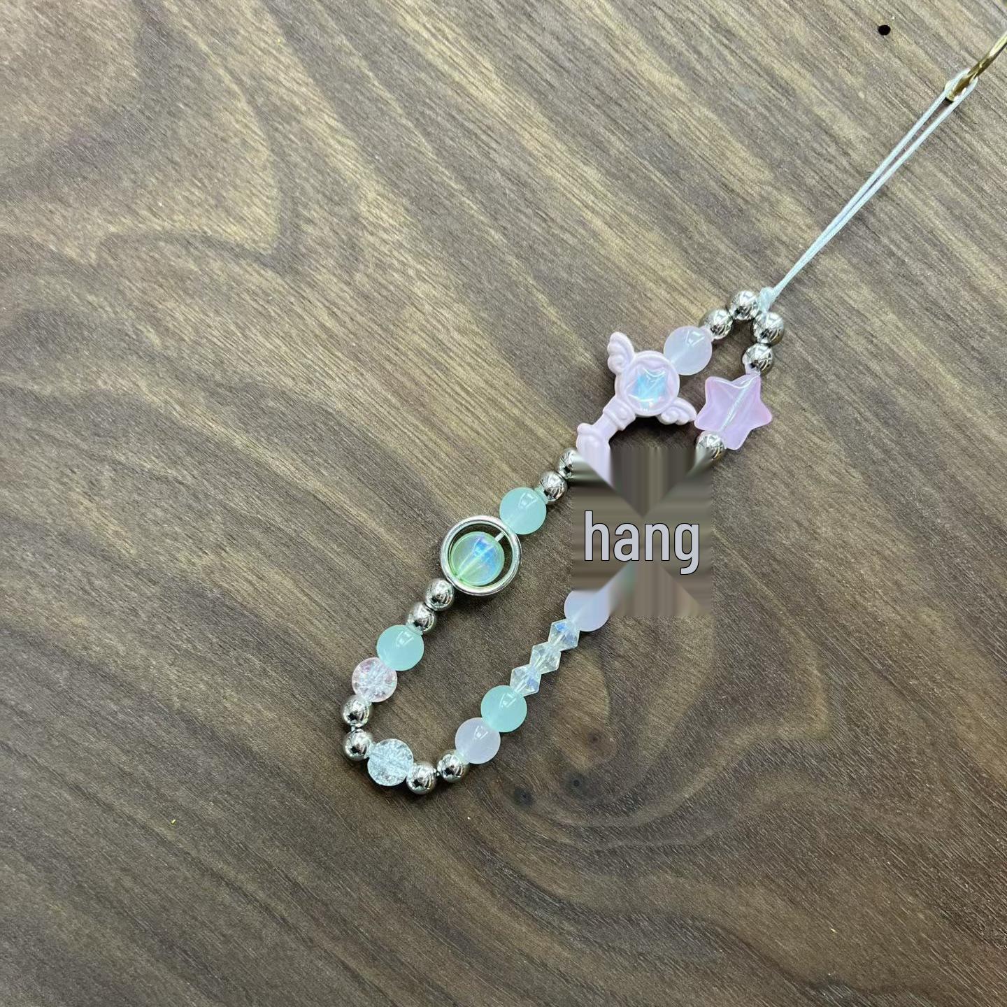 Xiaohongshu Style Black Beaded KT Girl Phone Chain and Camera Lanyard with INS Pendant