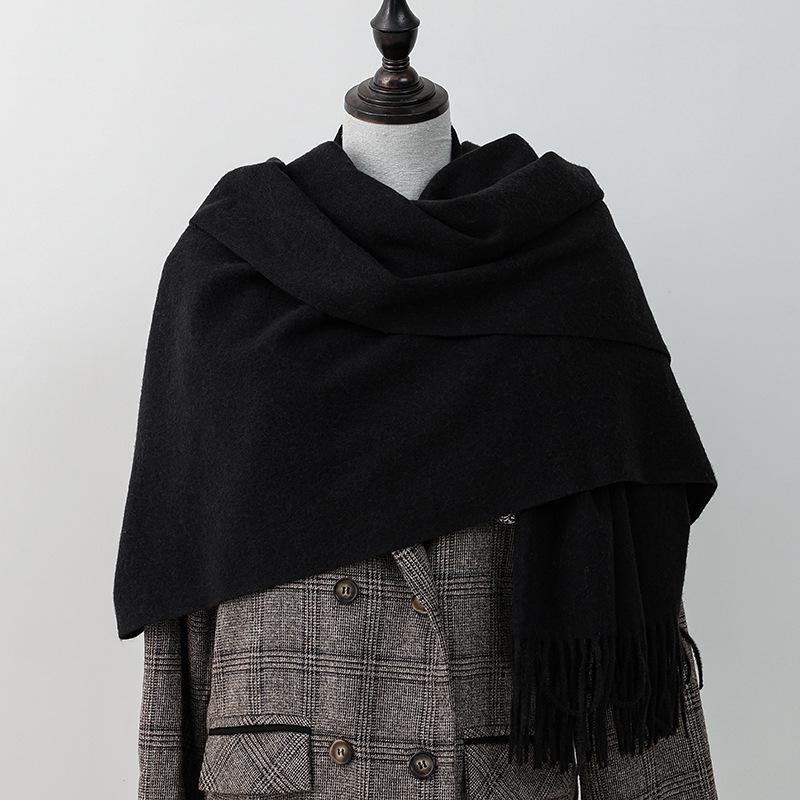 Wool Scarf Korean Style Atmosphere Double Sided Scarf Women's Autumn and Winter Warm Men's Shawl Versatile Cashmere Scarf
