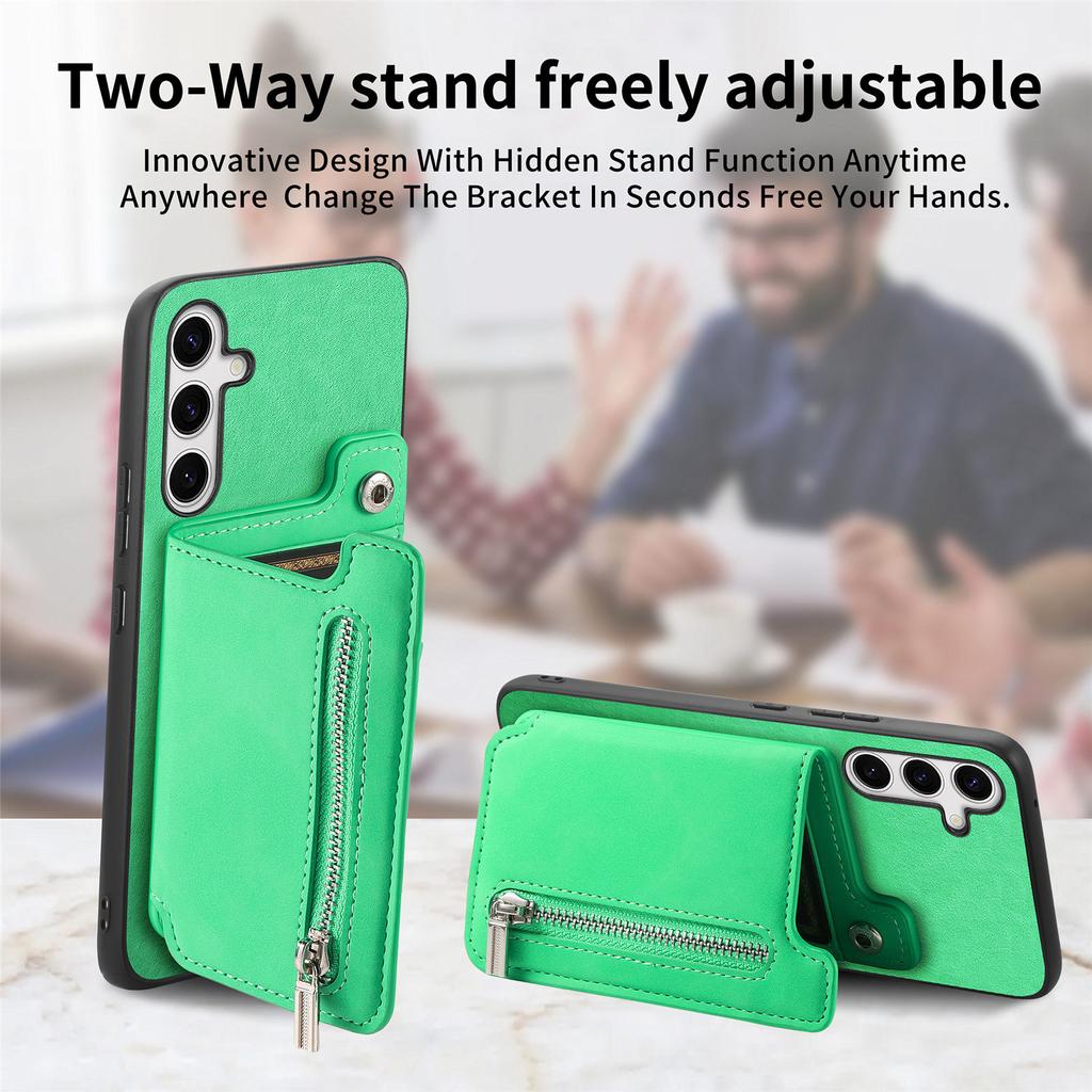 For Samsung Galaxy S25 Case Magnetic Detachable Zipper Card Holder Leather Phone Back Cover