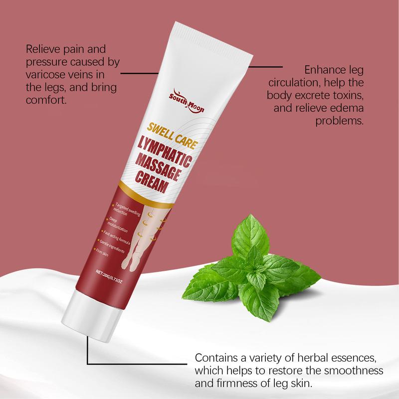 SOUTH MOON Leg Relief Massage Cream 20g Lymphatic Swell Care Foot Edema Swollen Legs Ankles Circulation Body Health Care