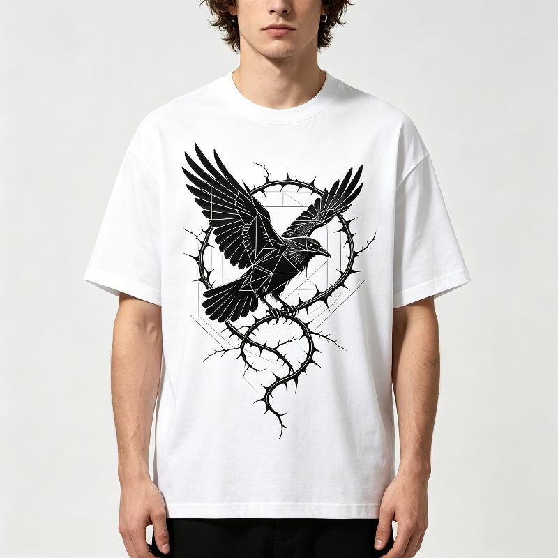 Edgy Crow and Thorn Heart Graphic TShirts for Unisex Unisex Breathable Cotton Tees Perfect for Summer Outfits Street Style