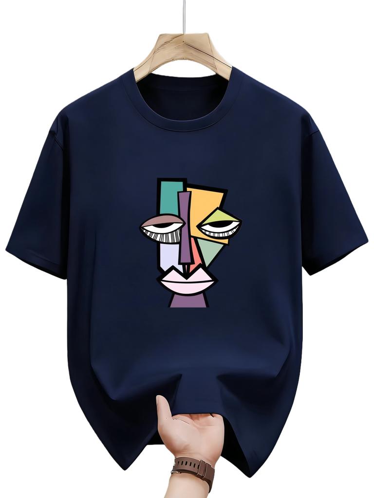 Mens Summer Fashion Pattern TShirt Casual ShortSleeved Style Round Neck Summer Top