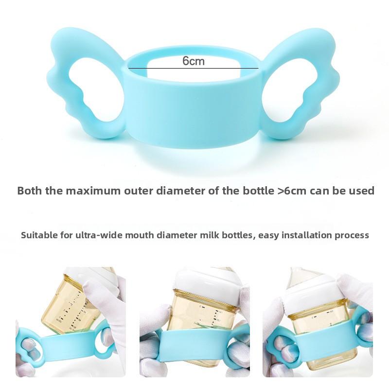 6cm Diameter Angle Wing Silicone Handle Elastic for Baby Bottle Soft Material Anti-drop Safe To Bite Milk Bottle Accessories