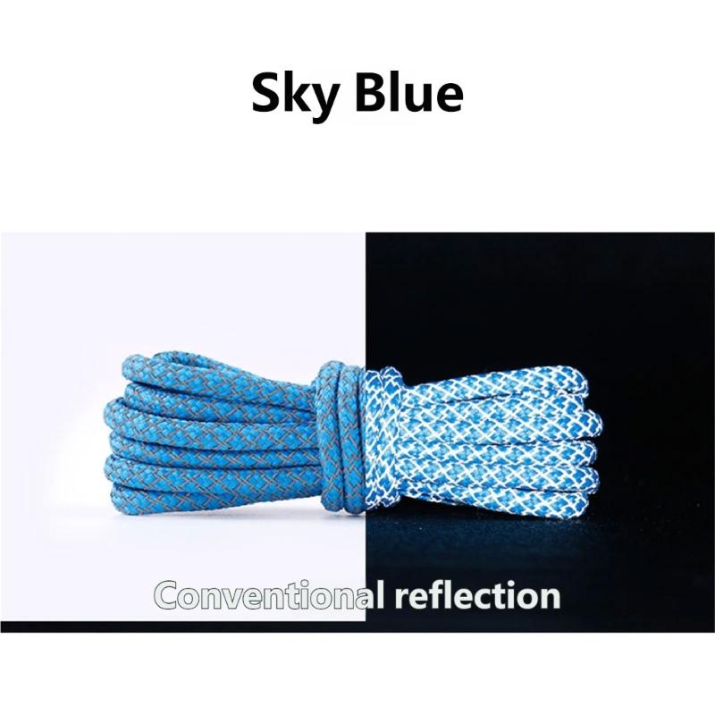 Reflective Polyester Shoelaces 120cm Long Anti Slip Woven Round Shoe Laces Replacement For Sneakers Casual Foowear