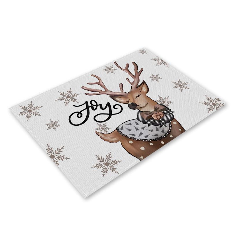 Festive Christmas Linen Table Mats - Heat Resistant Western Style Decor