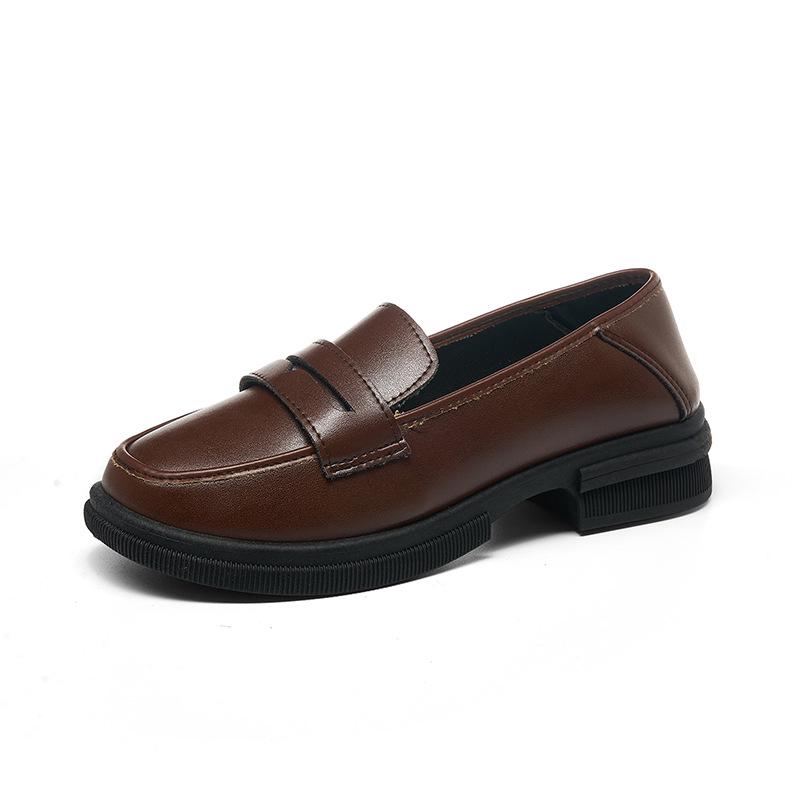 2025 Comfortable Women's Chunky Heel Loafers: Thick-Soled, Soft Leather Slip-On Work & Casual Shoes