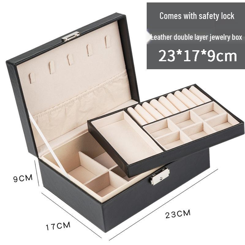 Double-Layer PU Leather Jewelry Box for Earrings, Rings, Necklaces, Bracelets, and Ornaments