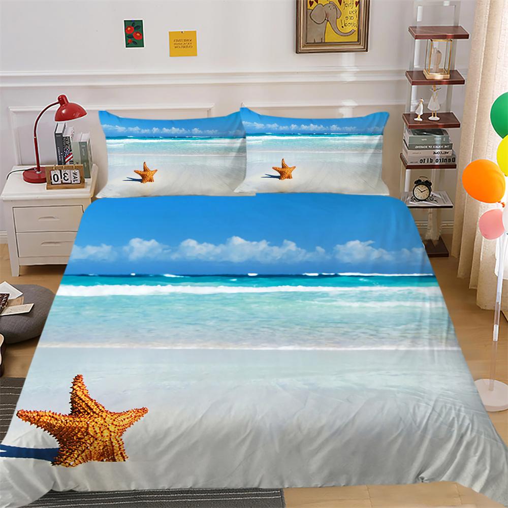 Bedrucktes Trösterbezug-Set „Scenery“, Doppelbettgröße, Mikrofaser-Heimbettwäsche, modische High-End-Heimtextilien für Teenager