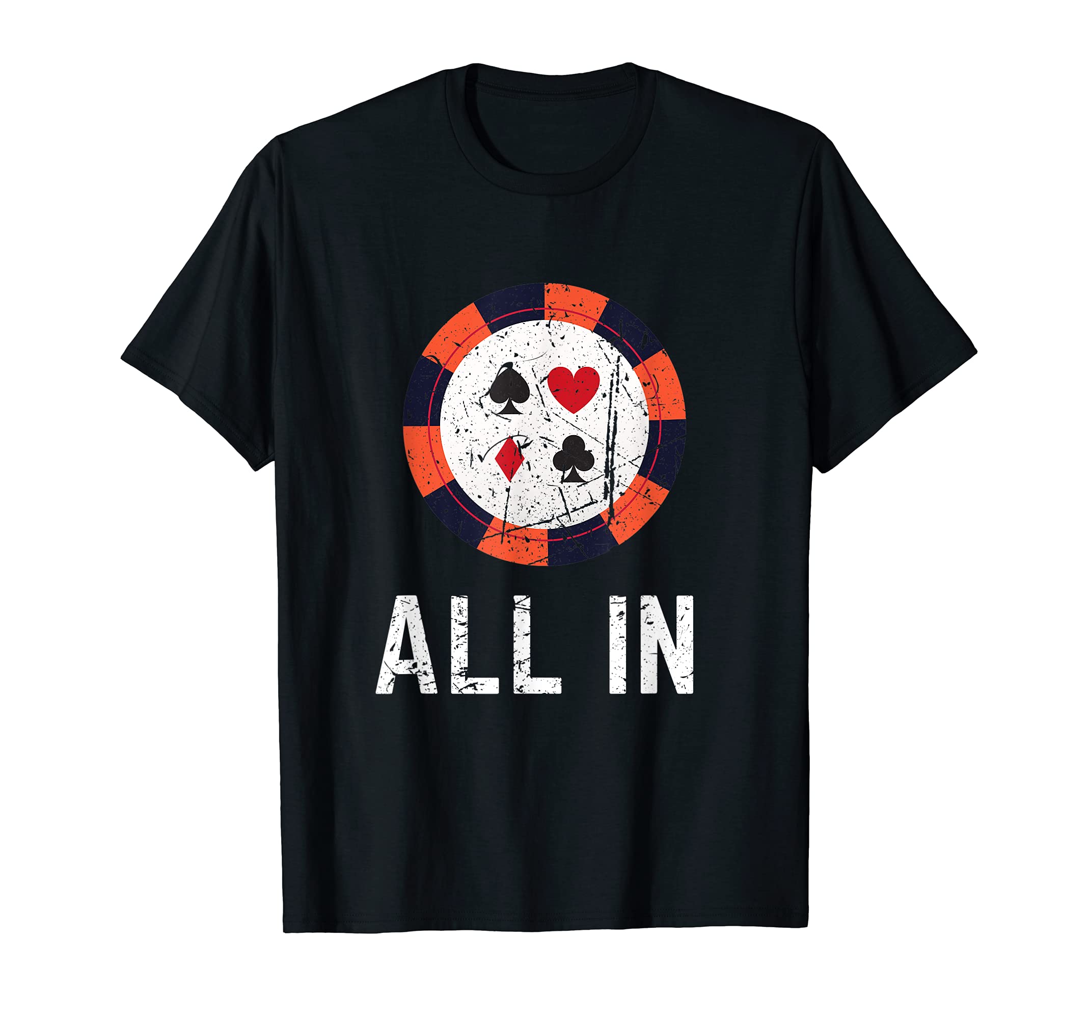 

Футболка с забавным дизайном фишек для покера Poker Player All-In чёрный
