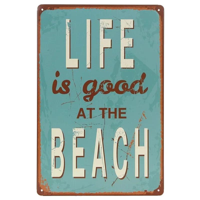 Plaques Metal Tin Sign Beach Holiday Surfing Wall Signs Art Decoration Vintage Tinplate Poster Bar Garage Garden Decor Plates
