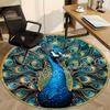 1pc Peacock Feather Art Chair Carpet for Office, Round Non Slip Durable Large Size Office Carpet, Suitable for Office
