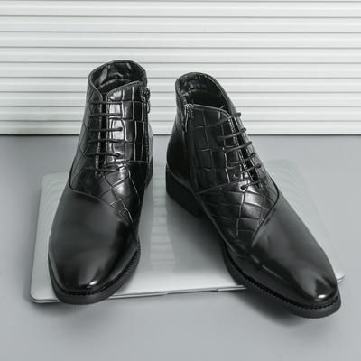 Fashion Italian Brand Men's High Top Ankle Boots British Style Brown Men's Business Dress Shoes High-quality Leather Casual Shoes