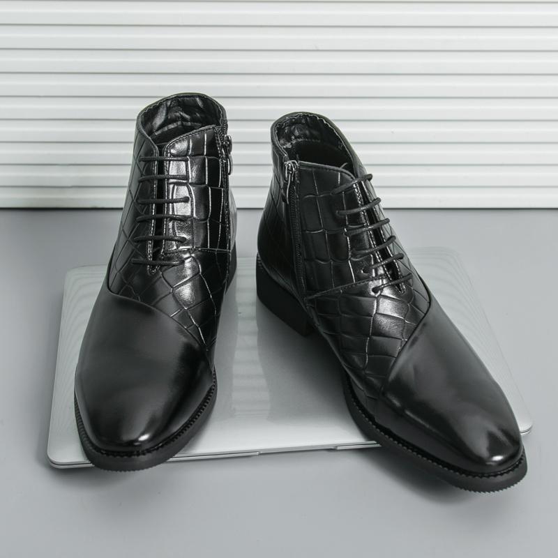 Mode Italienische Marke Herren High Top Stiefeletten Britischer Stil Braun Herren Business Kleiderschuhe Hochwertiges Leder Freizeitschuhe