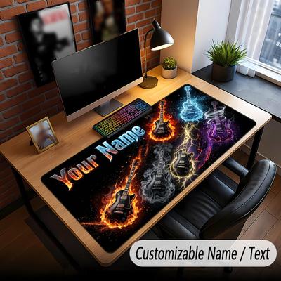 Music Guitar Theme Custom Mouse Pad Personalized With Name Text Customized Desk Mat For Office Home Decor
