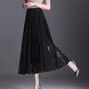 Women Vintage Sexy Hollow Lace High Waist Elegant Party Long Skirt Summer Fashion Black Pleated Fairy A Linen Maxi Skirts Faldas