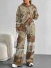 Color Graffiti European and American Autumn and Winter Casual Long-sleeved Suit Women's Hooded Sweater Trousers Two-piece Set