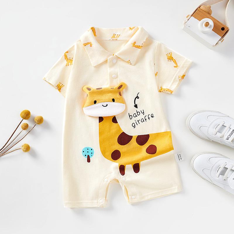 Adorable Baby Boy Summer Short-Sleeve Romper Outfit