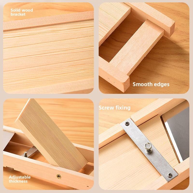 Wooden Vegetables Cutter,Adjustable Vegetable 3-7mm Slicer for Potato,Tomato and Onion Cabbage Shredder Chip Fruit Chopper