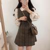 Mädchen Partnerlook Date Lady Herbst Frühling A-Linie Damen Karohemdkleid