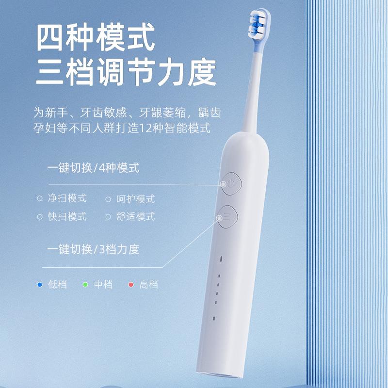 Waterproof Electric Toothbrush with Replacement Heads and USB Charging