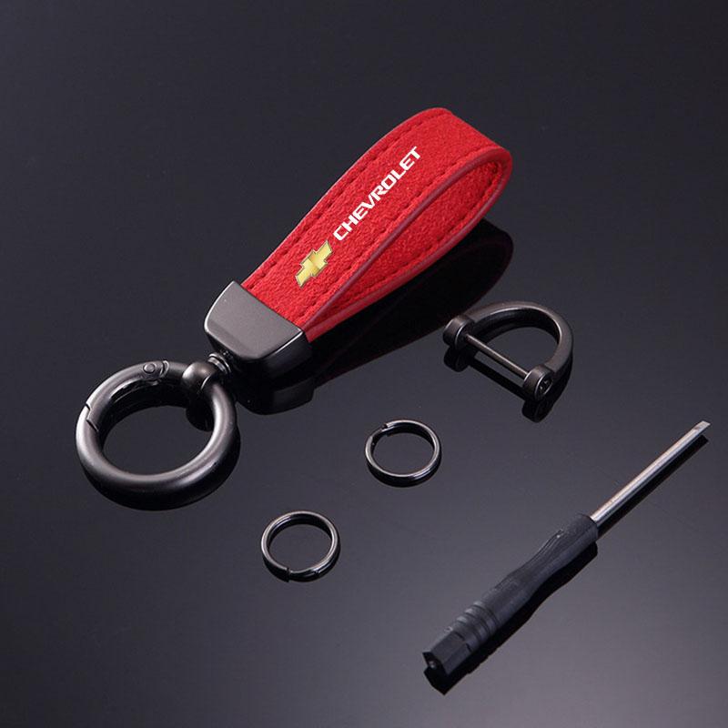 Anti-lost Metal Keychain Buckle Suede Leather Car Styling Keychain For Chevrolet Colorado Cruze Spark Captiva Malibu Trax