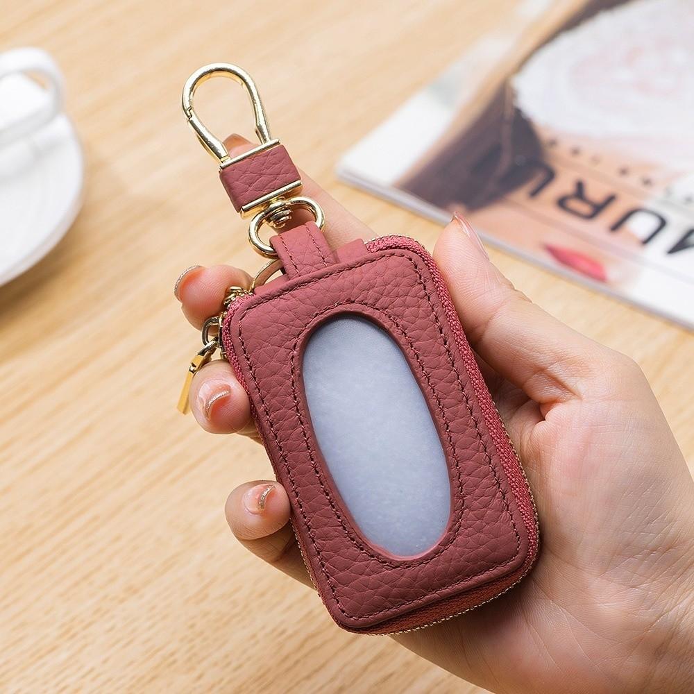 

Genuine Leather Car Key Bag Universal Keychain Holder Fashion Leather Wallet Unisex чорний