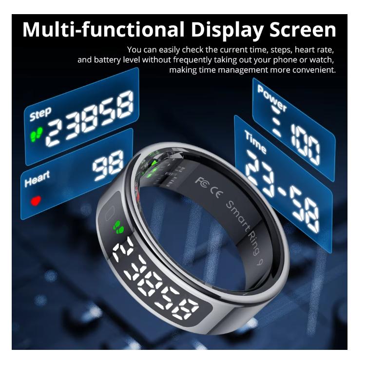 2026 COLMI R12 Smart Ring con Schermo Display e Touch, Ricarica Wireless, Gestore della Salute, Impermeabile 5 ATM Per Uomini Donne