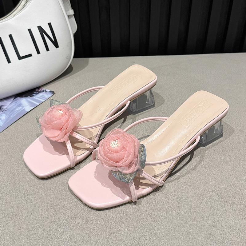 

Корейская версия элегантных и высококлассных тапочек-роз в сказочном стиле, новые модели весна-лето, с юбками для увеличения роста и демонстрации длины ног, шлепанцы 40 розовый