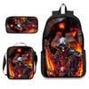 Skull Student Backpack Set Fashion Double Shoulder Bag Crossbody Bag Pencil Case Trendy Accessories Multifunctional School Bag