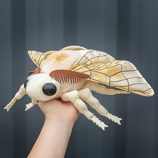 Extra stor silkespinnarmal gosedjur, Realistiskt handgjort silkespinnar stuffed animal, Realistisk känsla, Mjuk stor bevingad mal leksakskudde, Barns