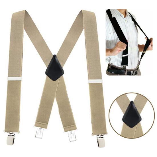 Men Suspender High Elastic Adjustable 4 Strong Clips X Back Non-slip Decorate Comfortable To Wear Wide Men Trouser Suspender Fashion Accessory